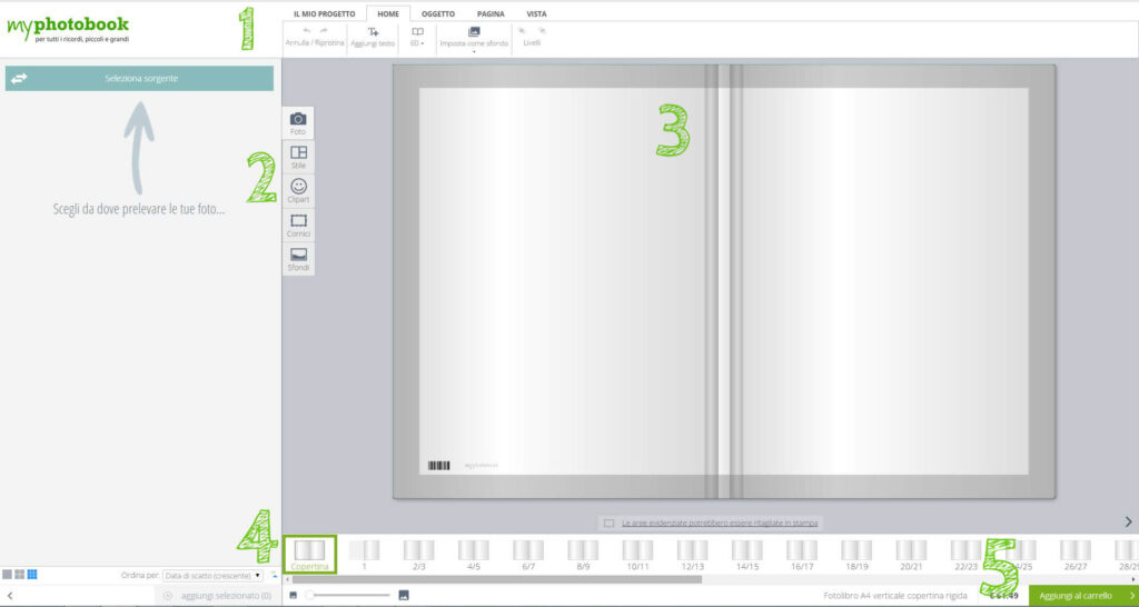 schermata editor fotolibri