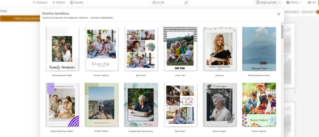 Themi per il fotolibro in PRO1 app